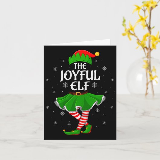 Joyful Elf Christmas Family Girls Women Elf Squad  Kaart (Gele Bloem)