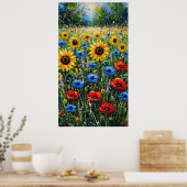 Joyful Expressionist Vibrant Wildflower Sunflower  Poster (Keuken)