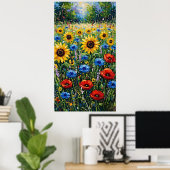 Joyful Expressionist Vibrant Wildflower Sunflower  Poster (Thuiskantoor)