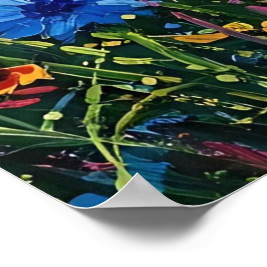 Joyful Expressionist Vibrant Wildflower Sunflower Poster (Hoek)