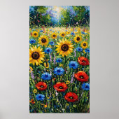Joyful Expressionist Vibrant Wildflower Sunflower Poster (Voorkant)