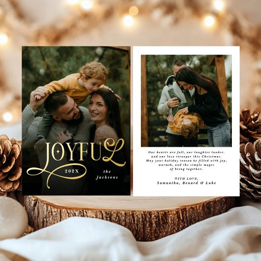 Joyful Family 2 Photo Christmas  Folie Feestdagenkaart