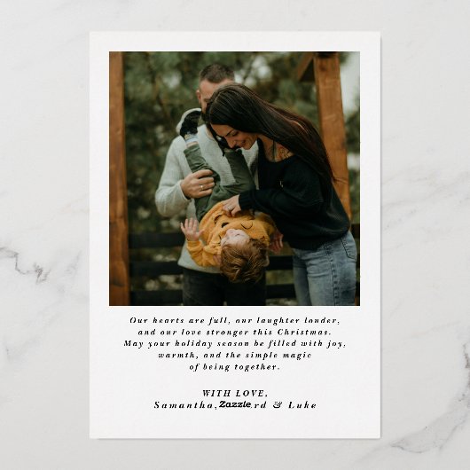 Joyful Family 2 Photo Christmas Folie Feestdagenkaart (Achterkant)