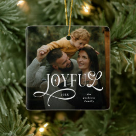 Joyful Family 2 Photo Christmas  Keramisch Ornament