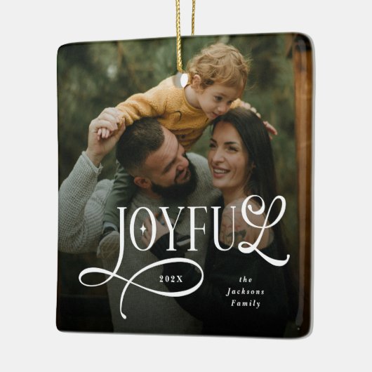 Joyful Family 2 Photo Christmas Keramisch Ornament (Links)