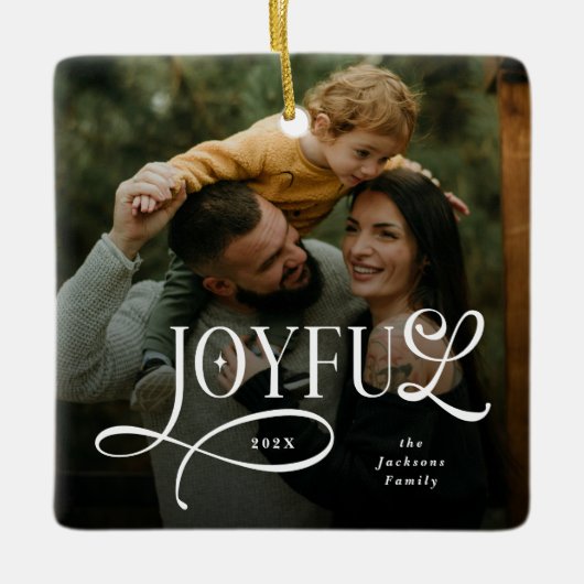 Joyful Family 2 Photo Christmas  Keramisch Ornament (Voorkant)