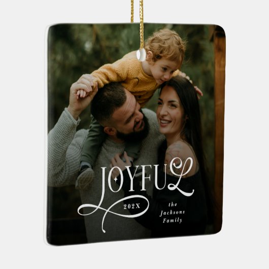 Joyful Family 2 Photo Christmas  Keramisch Ornament (Rechts)
