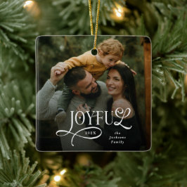 Joyful Family 2 Photo Christmas  Keramisch Ornament