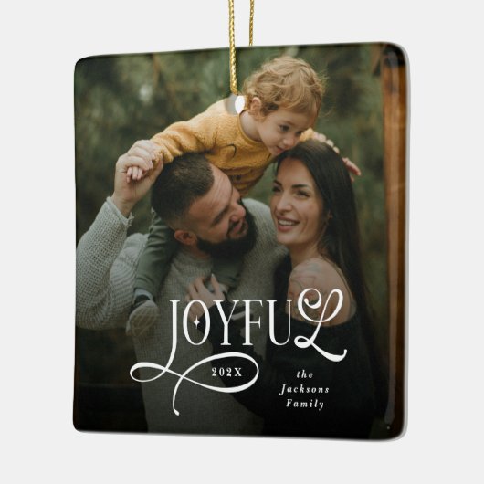 Joyful Family 2 Photo Christmas  Keramisch Ornament (Links)