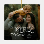 Joyful Family 2 Photo Christmas  Keramisch Ornament (Achterkant)