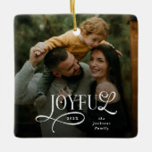 Joyful Family 2 Photo Christmas  Keramisch Ornament (Voorkant)