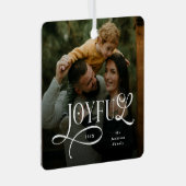 Joyful Family 2 Photo Christmas  Metalen Ornament (Voorkant Rechts)