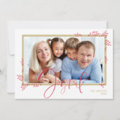 JOYFUL FAMILY FOTO elegant botanisch rood goud Feestdagenkaart (Voorkant)