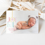 JOYFUL FAMILY FOTO kleurrijke typografie modern Feestdagenkaart<br><div class="desc">door kat massard >> WWW.SIMPLYSWEETPAPERIE.COM <<< een elegant kaartontwerp met de prijsopgave "JOYFUL" met een gecombineerd elegant scripttype met serif typografie en een duidelijke kleur op de achterzijde,  zodat u een persoonlijk bericht kunt afgeven. Met trendy bewerkte vierkante foto op de voorkant voor je favoriete foto!</div>