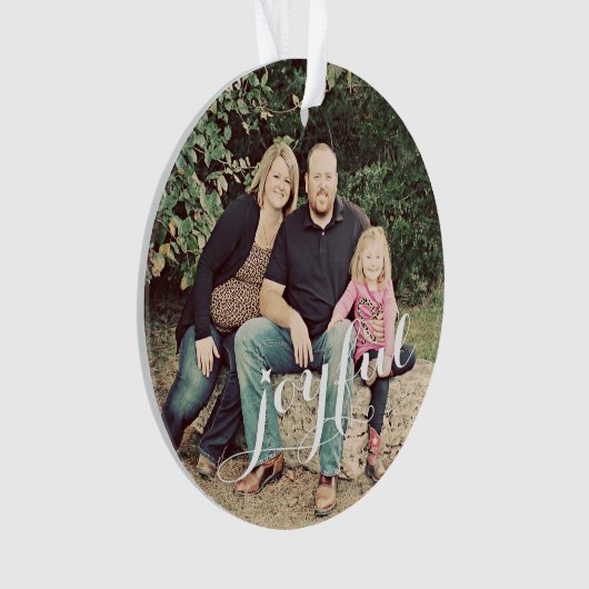 Joyful Family Foto met kerstversiering Ornament (voorkant)