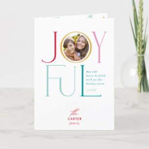 JOYFUL FAMILY FOTO modern elegant icoon kleurrijk Feestdagen Kaart