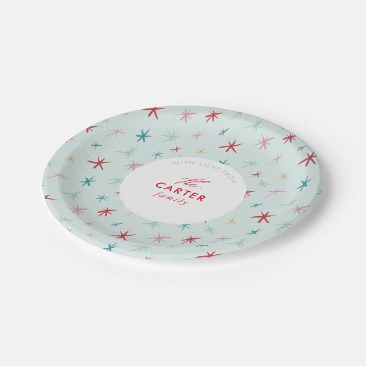 JOYFUL FAMILY moderne getekende feestelijke ster k Papieren Bordje (Gekanteld)