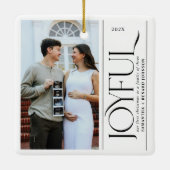 Joyful Family of Three Pregnancy Photo Keramisch Ornament (Achterkant)