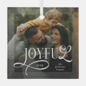 Joyful Family  Photo Christmas  Glas Ornament (Voorkant)