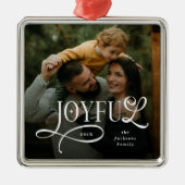 Joyful Family Photo Christmas Metalen Ornament (Voorkant)