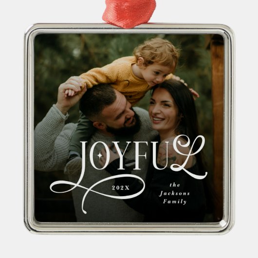 Joyful Family  Photo Christmas  Metalen Ornament (Voorkant)