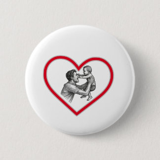Joyful Fatherhood - Dad and Baby Heart Illustratio Ronde Button 5,7 Cm