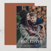 Joyful Feestdagen | Elegant Script Photo Terracott Feestdagenkaart (Voorkant / Achterkant)