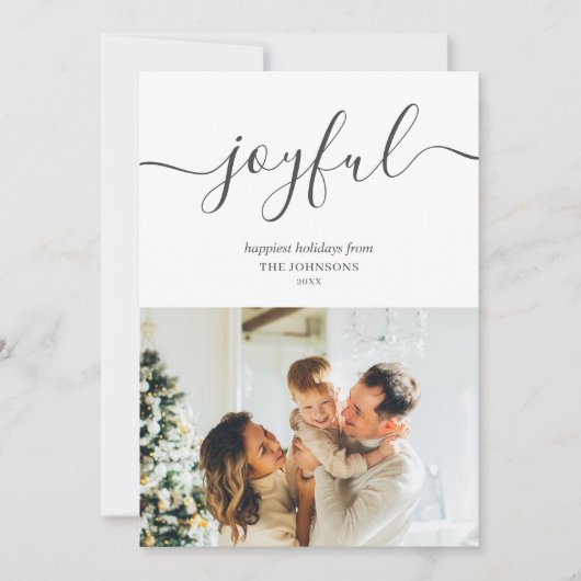 Joyful Feestdagen Handwriting Simple Photo Feestdagenkaart (Voorkant)