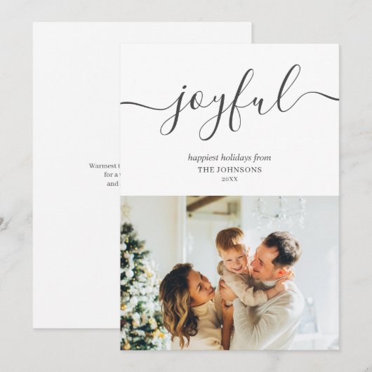 Joyful Feestdagen Handwriting Simple Photo Feestdagenkaart (Voorkant / Achterkant)