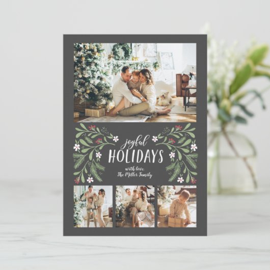 Joyful Feestdagen met kerstkaart (Staand voorkant)