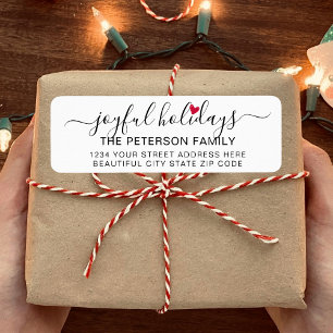 Joyful Feestdagen Script Vakantie Retouradres Etiket