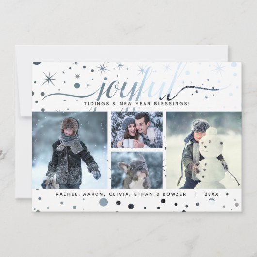 JOYFUL-Feestdagen Tidings met kleurenweergave Feestdagenkaart (Voorkant)