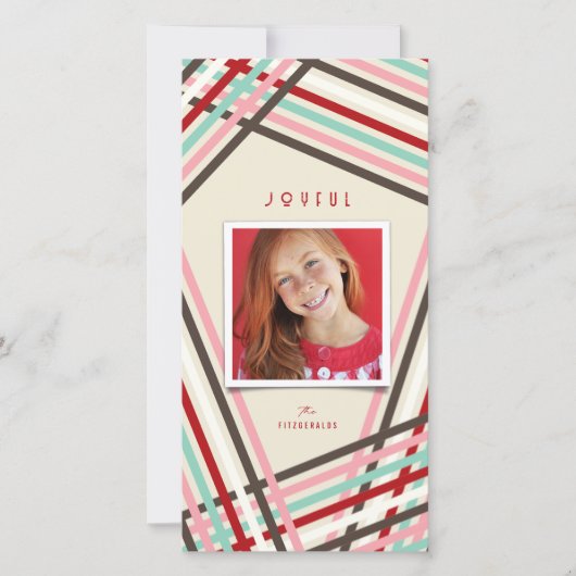 Joyful Feestelijke Kleurrijke & Leuke Ribbon Strip Feestdagenkaart (Voorkant)