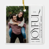Joyful First Christmas Engaged Couples Photo Keramisch Ornament (Voorkant)