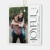 Joyful First Christmas Engaged Couples Photo Keramisch Ornament (Links)
