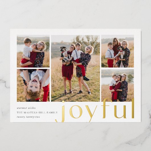 Joyful Five Photo Gold Folie Feestdagenkaart (Voorkant)