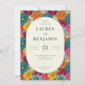 Joyful Floral Wedding Invitation Kaart (Voorkant)