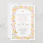 Joyful Floral Wreath girl baptisme uitnodiging (Voorkant)