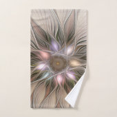 Joyful Flower Abstract Beige Brown Floral Fractal Bad Handdoek (Handdoek)