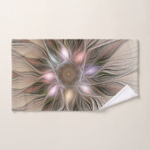 Joyful Flower Abstract Beige Brown Floral Fractal Bad Handdoek (Handdoek)