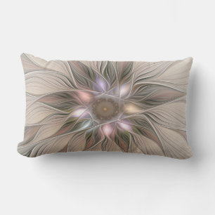 Joyful Flower Abstract Beige Brown Floral Fractal Buitenkussen