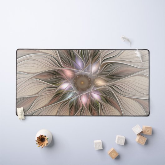 Joyful Flower Abstract Beige Brown Floral Fractal Bureaumat (Kindertafel)