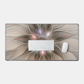 Joyful Flower Abstract Beige Brown Floral Fractal Bureaumat (Keyboard & Muis)