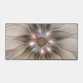 Joyful Flower Abstract Beige Brown Floral Fractal Bureaumat (Voorkant)
