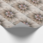 Joyful Flower Abstract Beige Brown Floral Fractal Cadeaupapier (Hoek)