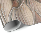 Joyful Flower Abstract Beige Brown Floral Fractal Cadeaupapier (Rol Hoek)