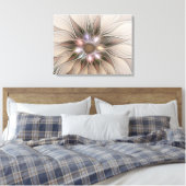 Joyful Flower Abstract Beige Brown Floral Fractal Canvas Afdruk (Insitu (Slaapkamer))