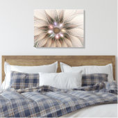 Joyful Flower Abstract Beige Brown Floral Fractal Canvas Afdruk (Insitu (Slaapkamer))