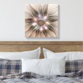Joyful Flower Abstract Beige Brown Floral Fractal Canvas Afdruk (Insitu (Slaapkamer))