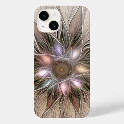 Joyful Flower Abstract Beige Brown Floral Fractal Case-Mate iPhone Case (Achterkant)